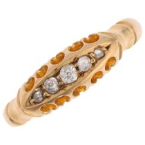 An early 20th century 18ct gold graduated five stone diamond half hoop ring, maker AMB, Birmingham