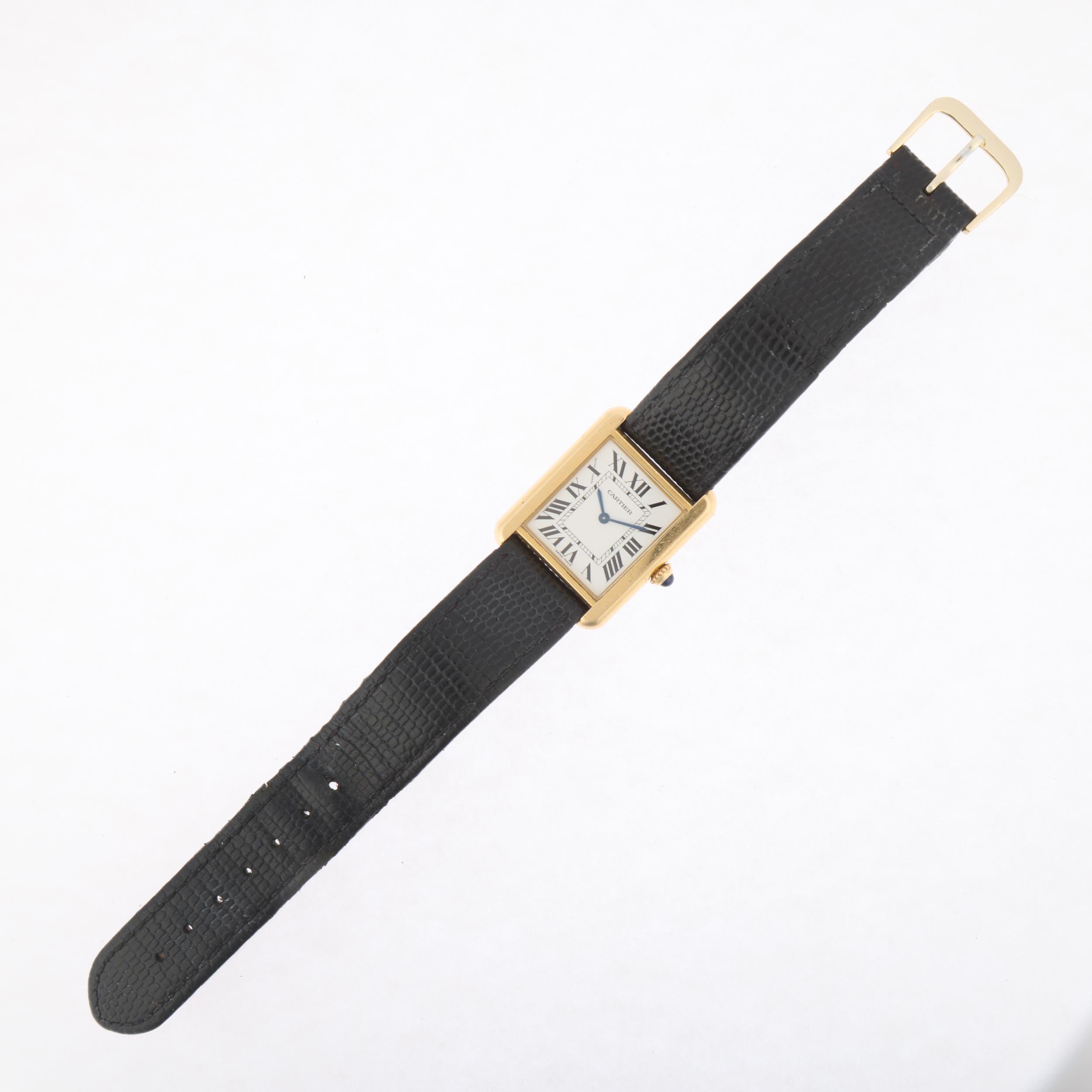 CARTIER - a mid-size 18ct gold and stainless steel Tank Solo quartz wristwatch, ref. 2743, - Bild 2 aus 5
