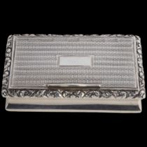 A George III silver snuffbox, Joseph Willmore, Birmingham 1820, rectangular form, with engine turned