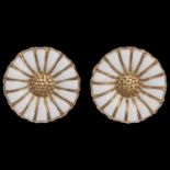 GEORG JENSEN - a pair of Danish modernist sterling silver-gilt white enamel daisy pattern
