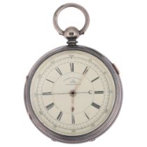 A 19th century silver open-face key-wind doctor's type centre seconds chronograph pocket watch,