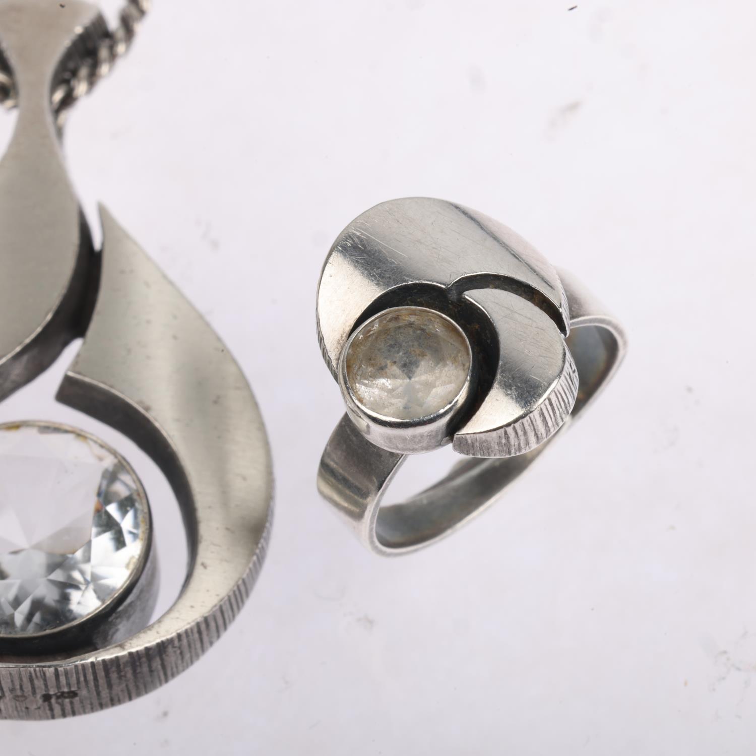 A group of matching Finnish sterling silver and crystal jewellery, in the style of Karl Laine, - Image 2 of 3