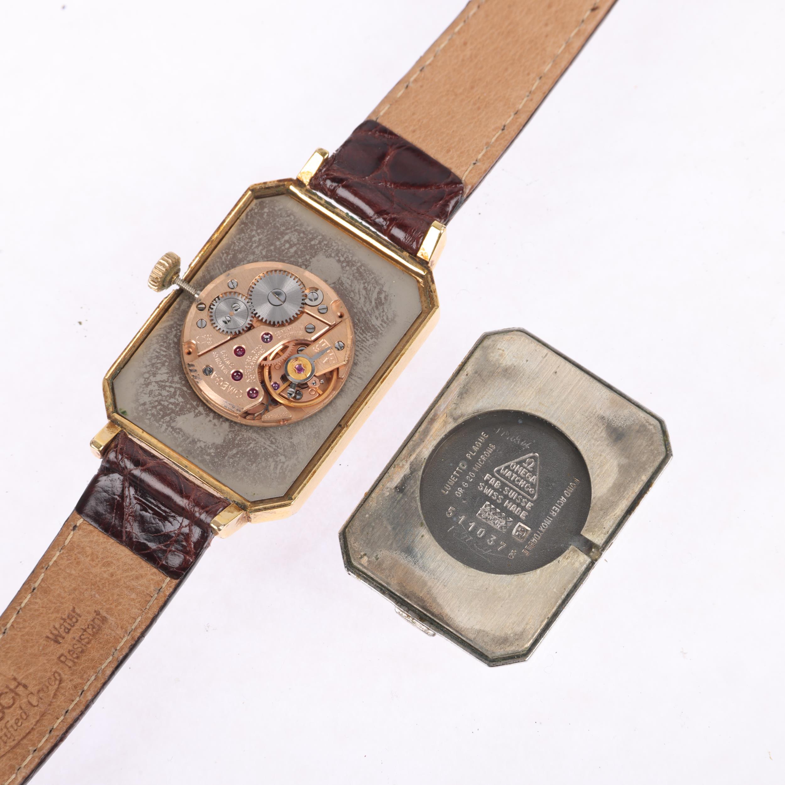 OMEGA - a Vintage gold plated stainless steel De Ville 'Emerald Collection' mechanical wristwatch, - Bild 4 aus 5