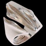 LAPPONIA - a large Swedish brutalist sterling silver torque ring, in the style of Bjor