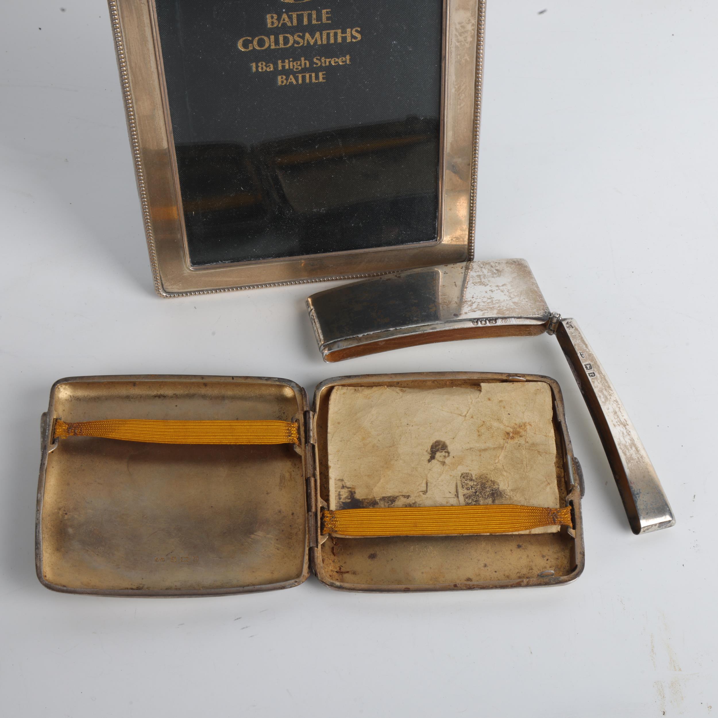 Various silver, including cigarette case, photo frame, etc Lot sold as seen unless specific item( - Image 3 of 3