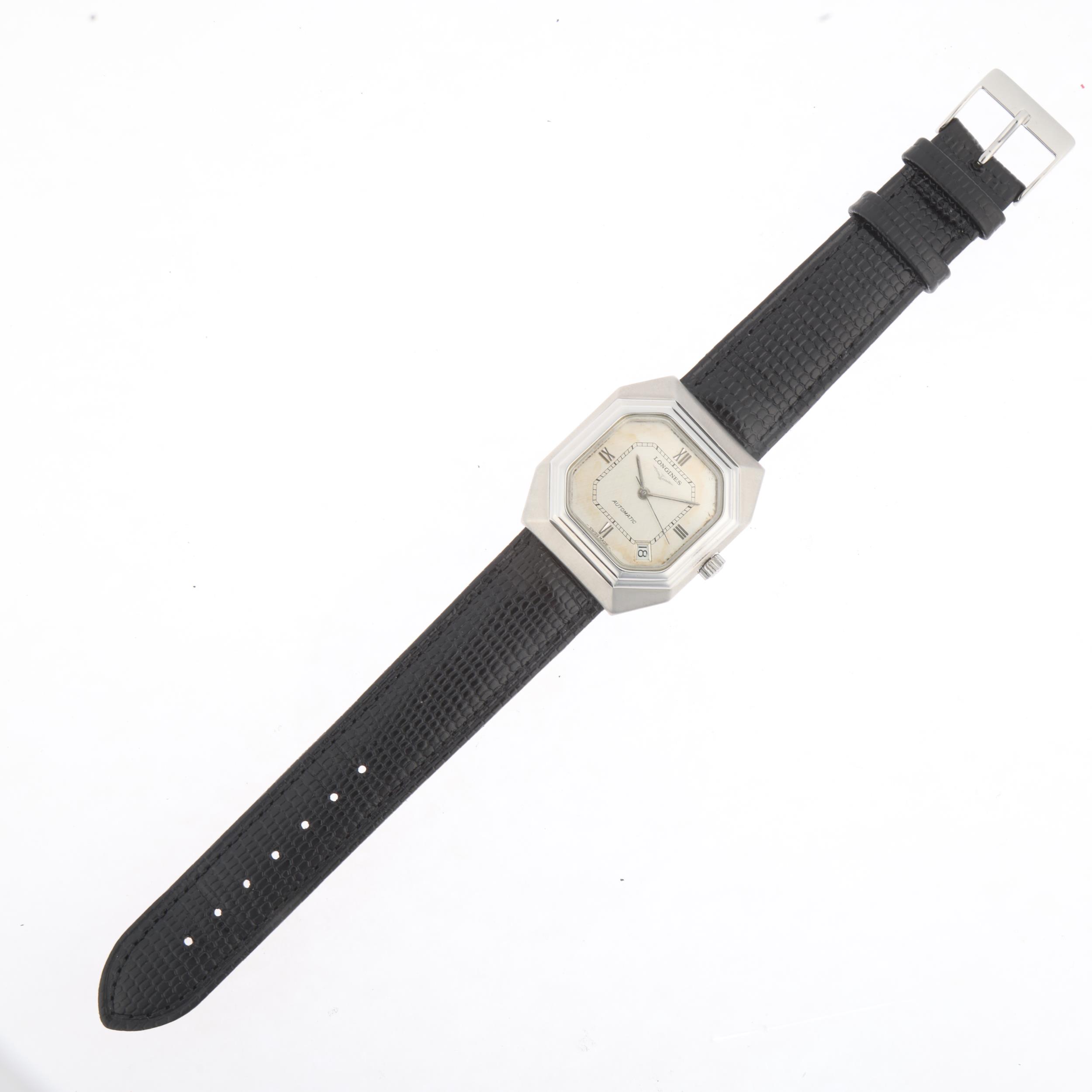 LONGINES - a Vintage stainless steel automatic calendar wristwatch, ref. 4817-4 633, circa 1960s, - Bild 2 aus 5