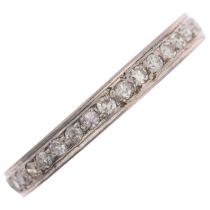 An Art Deco 18ct white gold diamond full eternity band ring, millegrain set with eight-cut
