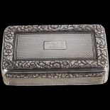 A William IV silver snuffbox, Thomas Edwards, London 1834, rectangular form, with engine turned