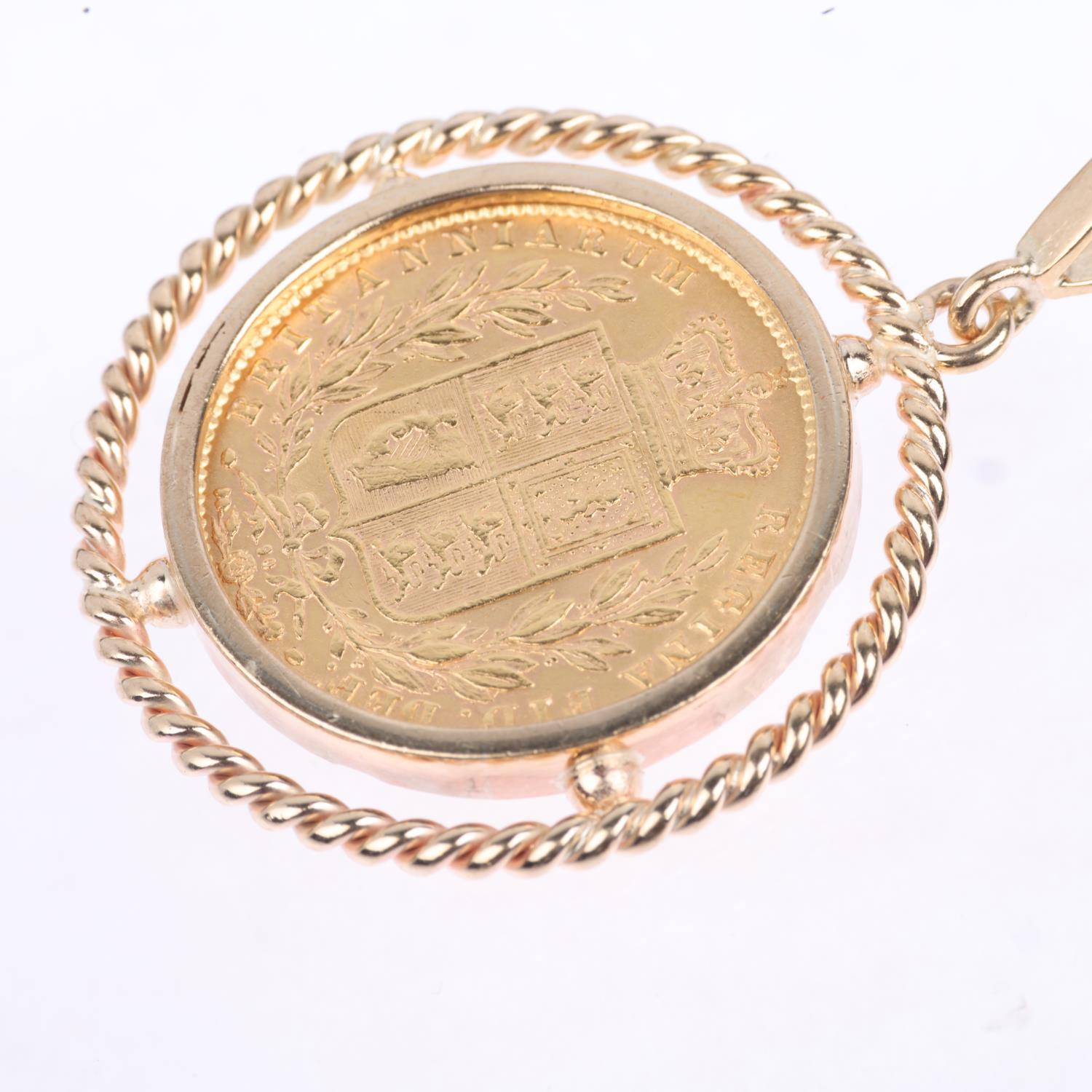 A Queen Victoria 1872 gold full sovereign coin, in unmarked 9ct gold pendant mount, diameter 29.6mm, - Image 3 of 4