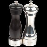 2 Elizabeth II silver peppermills, makes include WEV, London 1986, 15cm (2) No damage or repair,