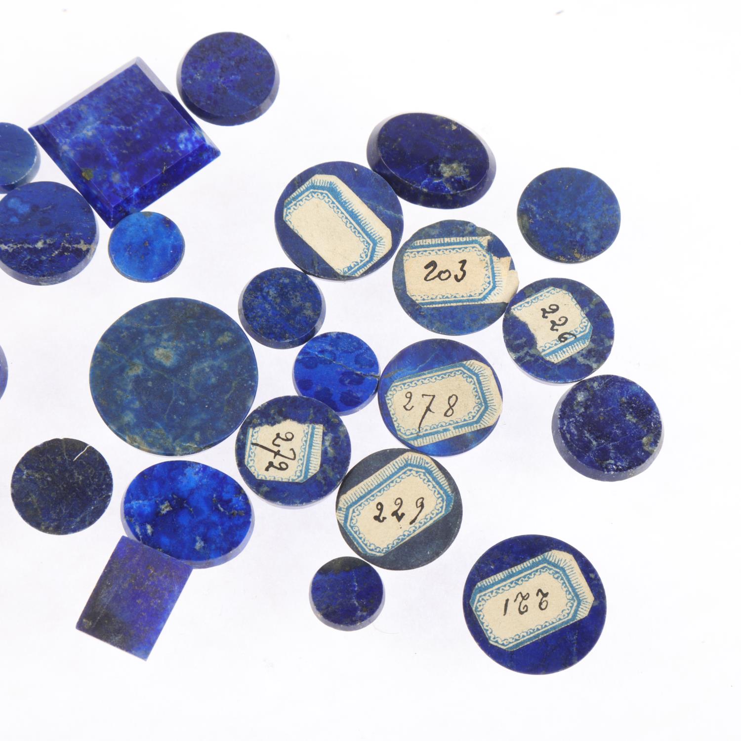 25 various lapis lazuli tablets, largest circle diameter 23.4mm A few have faint hairline cracks, - Image 3 of 4
