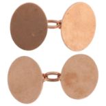 A pair of early 20th century 9ct rose gold oval cufflinks, maker FC, London 1922, 18mm, 9.6g No