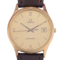 OMEGA - a 9ct gold Seamaster quartz calendar wristwatch, ref. 1430, circa 1982, champagne dial