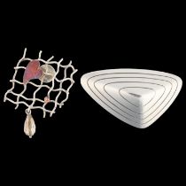 2 Danish sterling silver abstract brooches, comprising limpet example by Borresen & Lassen, and
