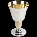 An Elizabeth II silver goblet, Garrard & Co Ltd, London 1954, with parcel-gilt snowdrop stem and