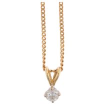 An 18ct gold 0.25ct solitaire diamond pendant necklace, on 18ct fine curb link chain, pendant 10.6m,