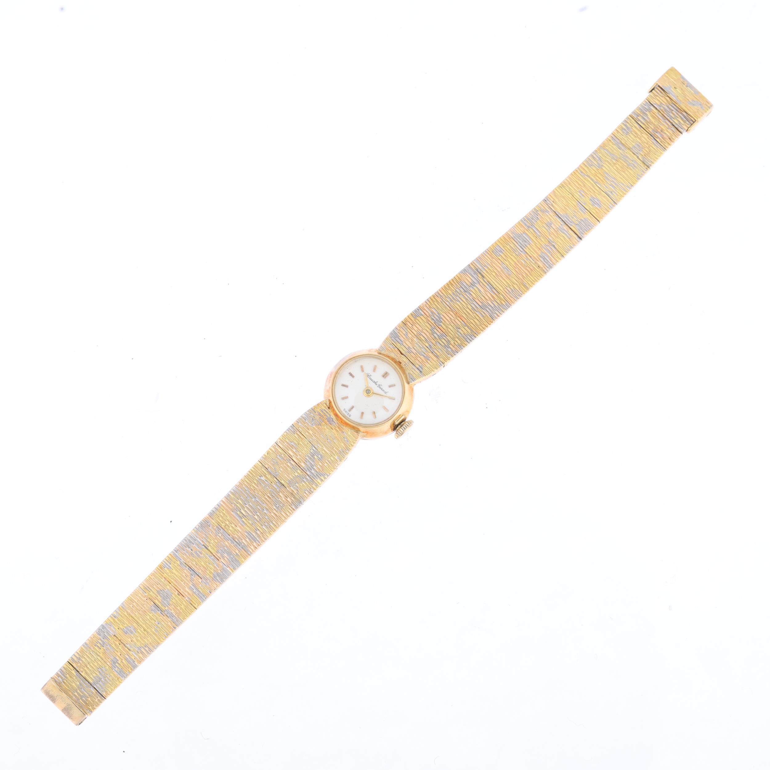 BUECHE GIROD - a lady's Vintage 18ct three-colour gold mechanical cocktail wristwatch, circa - Image 2 of 5