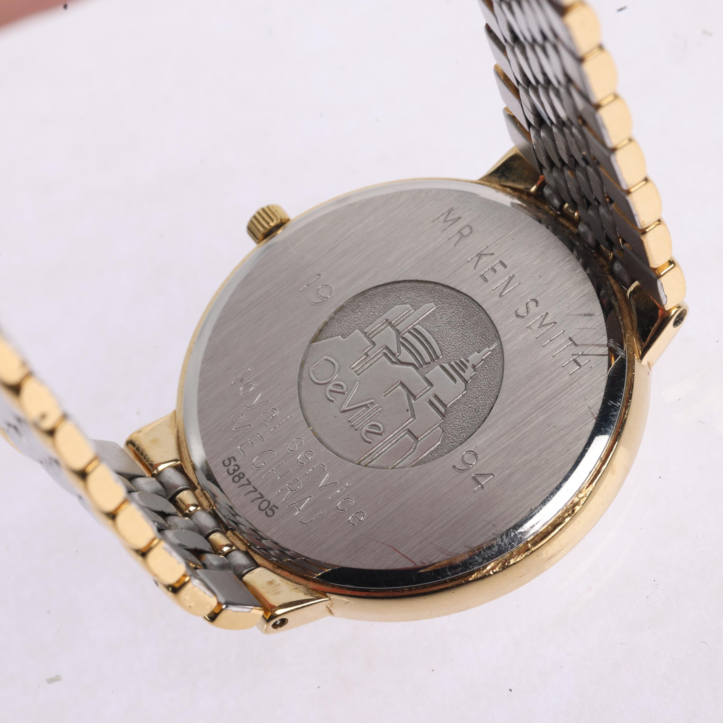 OMEGA - a gold plated stainless steel De Ville 'Meghraj Group' quartz calendar bracelet watch, - Image 4 of 5
