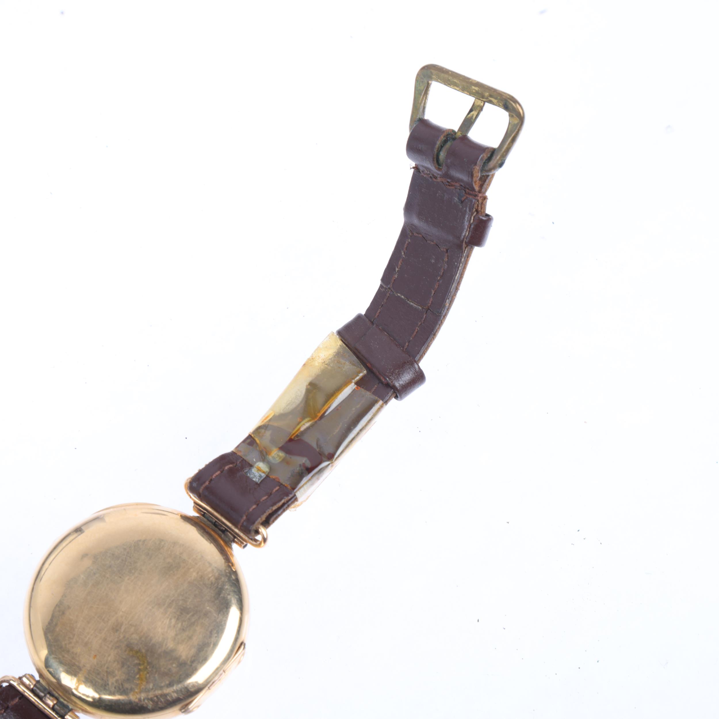 ZENITH - a First World War Period 15ct gold Officer's style trench mechanical wristwatch, white - Image 5 of 5