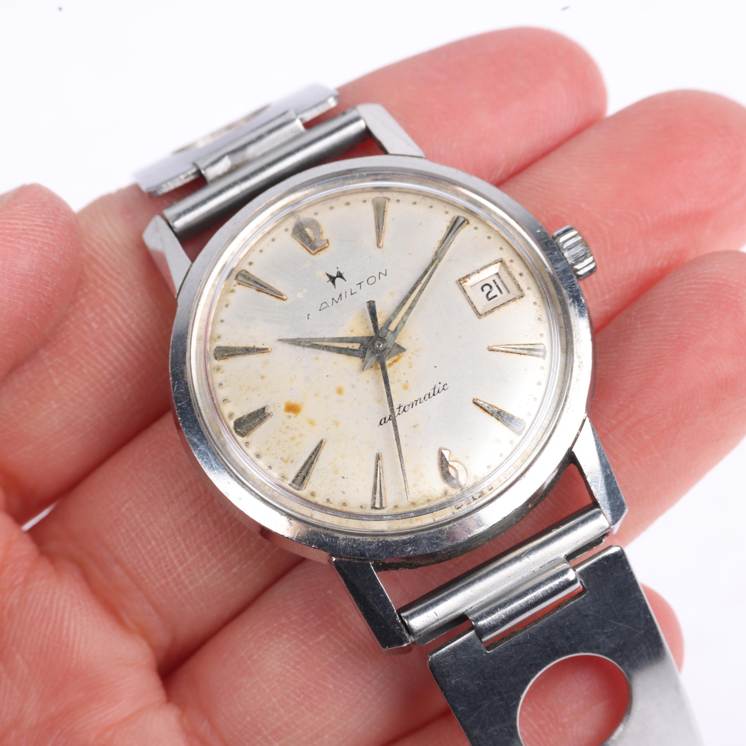 HAMILTON - a Vintage stainless steel automatic calendar wristwatch, ref. 4027-3, circa 1970s, - Bild 5 aus 5