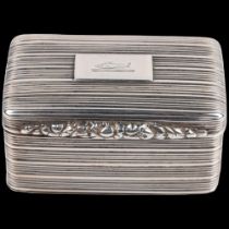 A George IV silver nutmeg grater box, maker TS, Birmingham 1829, rectangular form, with allover