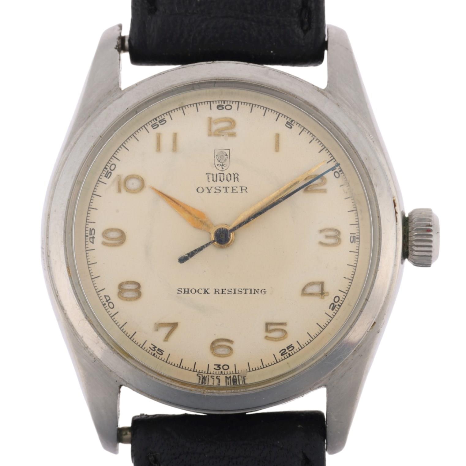 TUDOR - a Vintage stainless steel Oyster mechanical wristwatch, ref. 7804, circa 1950s, silvered