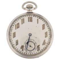 An Art Deco American 14k gold filled open-face keyless pocket watch, by New York Standard Watch Co