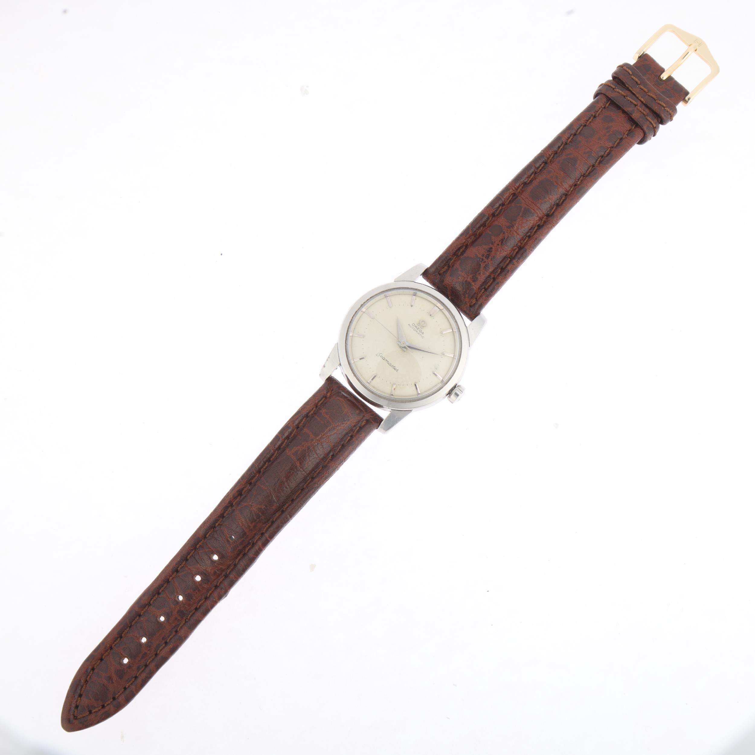 OMEGA - a Vintage stainless steel Seamaster automatic wristwatch, ref. 2846, circa 1956, silvered - Bild 2 aus 5
