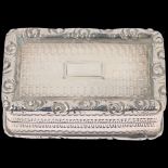 A William IV silver vinaigrette, Edward Smith, Birmingham 1831, rectangular form, with engine turned