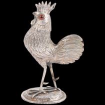 A fine quality Dutch silver figural cockerel table pepperette, Jan van Dijk, circa 1900,