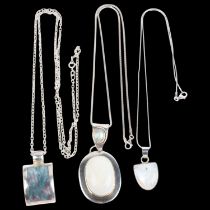 Various silver gem set pendant necklaces, makers include Nexart, largest 58mm, 64.4g total (3) No