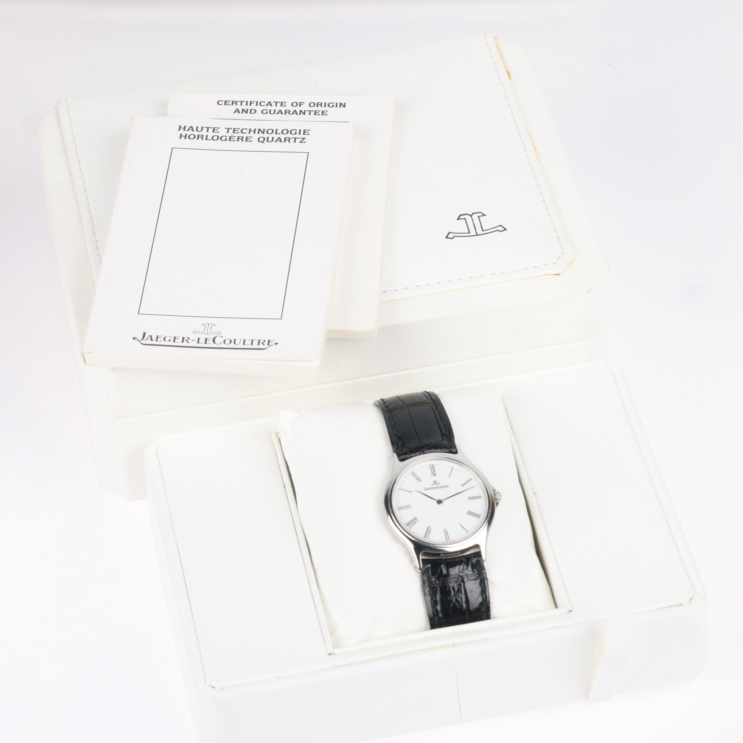 JAEGER LECOULTRE - a stainless steel Heraion quartz wristwatch, ref. 112.8.08, circa 1997, white - Bild 5 aus 5