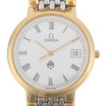 OMEGA - a gold plated stainless steel De Ville 'Meghraj Group' quartz calendar bracelet watch,