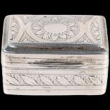 A George IV nutmeg grater, John Thropp, Birmingham 1825, rectangular form, with allover bright-cut