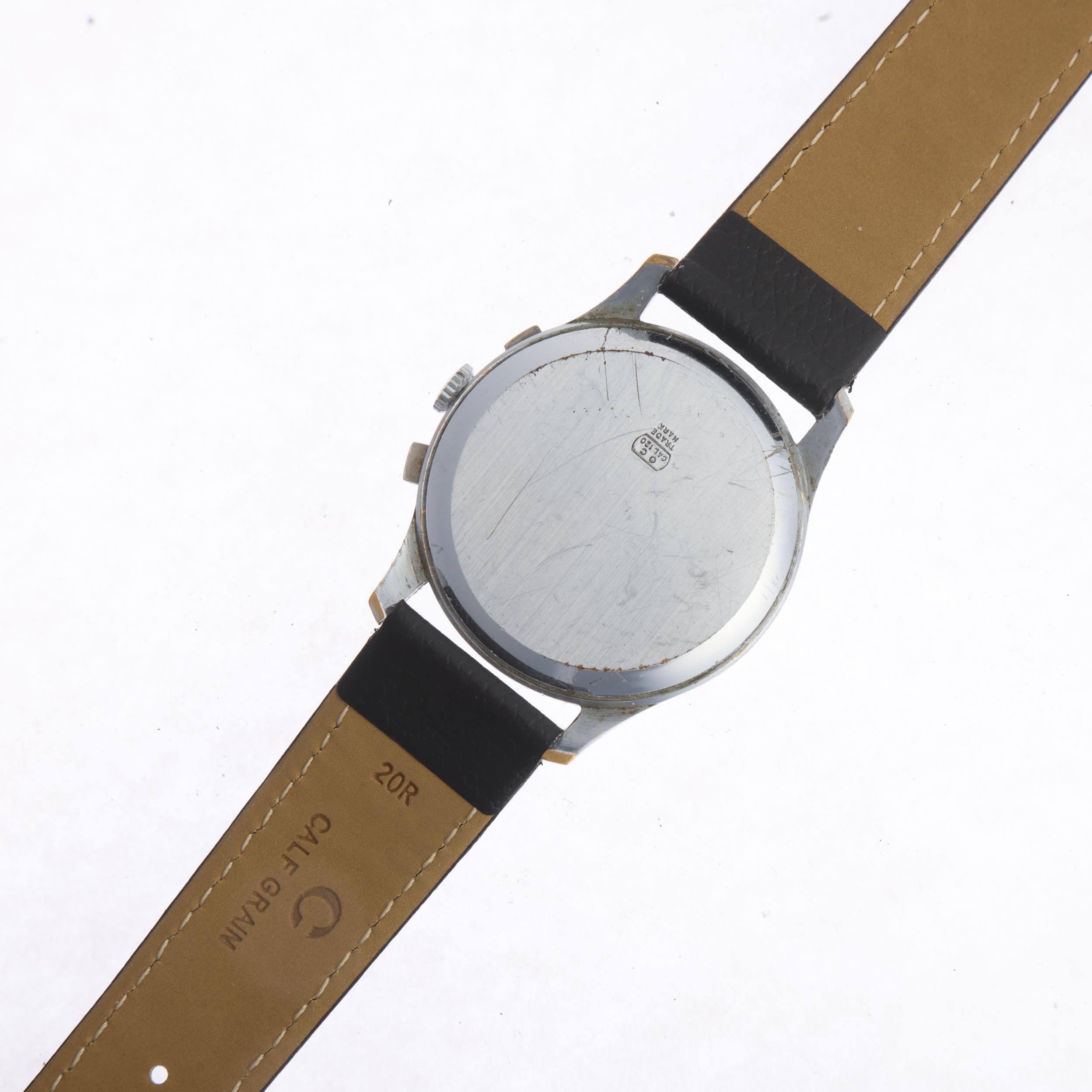 LINGS - a Vintage stainless steel mechanical chronograph wristwatch, circa 1950s, silvered dial with - Image 4 of 5