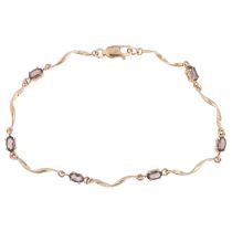 A 9ct gold smoky quartz tennis line bracelet, 18cm, 3.5g No damage or repair, all stones present,