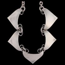 ERIK THIMANN - a a Danish modernist sterling silver plain form neckerchief collar necklace, 36cm,