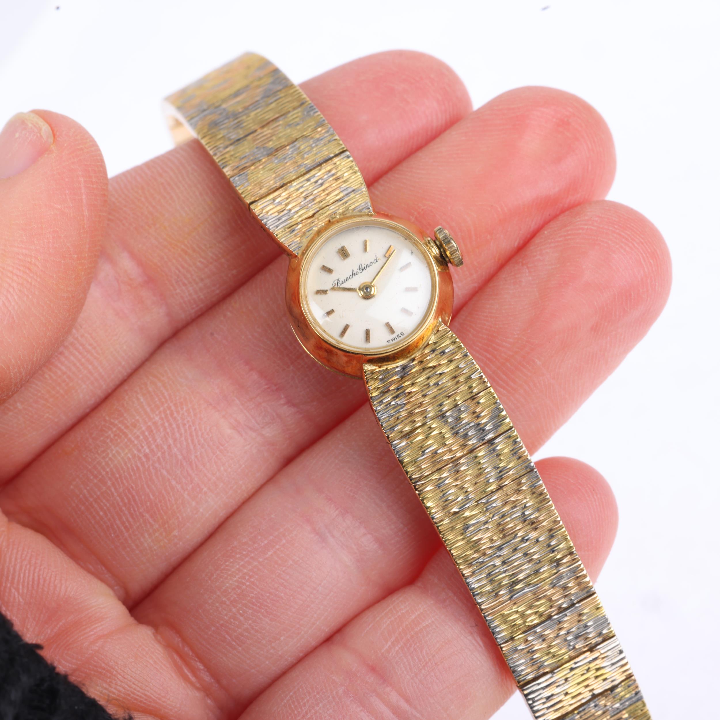 BUECHE GIROD - a lady's Vintage 18ct three-colour gold mechanical cocktail wristwatch, circa - Image 5 of 5