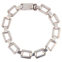 A Mexican sterling silver geometric panel bracelet, by Exign, 17.5cm, 22.2g No damage or repair,