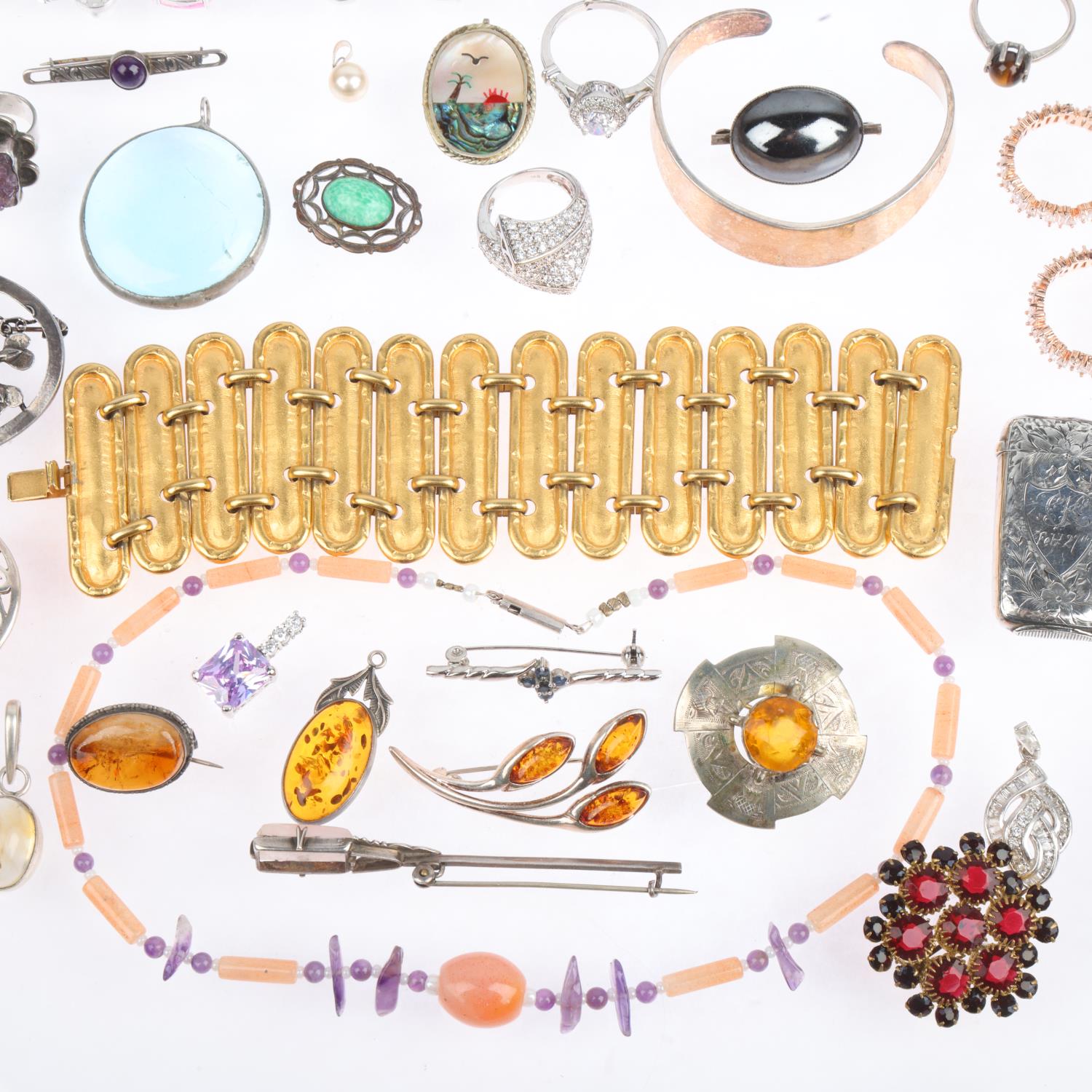 Various jewellery, including silver Vesta case, silver bangle etc Lot sold as seen unless specific - Image 2 of 3