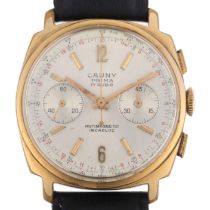CAUNY - a Vintage gold plated stainless steel Prima mechanical chronograph wristwatch, ref. 320 10