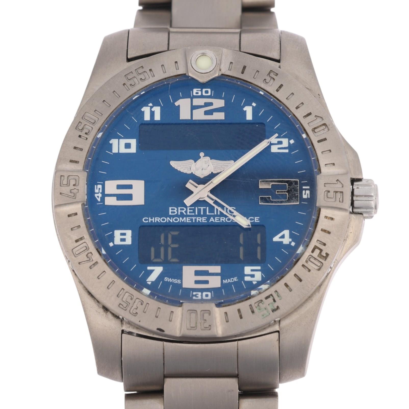BREITLING - a titanium Aerospace EVO electronic digital wristwatch, ref. E79363, blue dial with