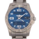 BREITLING - a titanium Aerospace EVO electronic digital wristwatch, ref. E79363, blue dial with