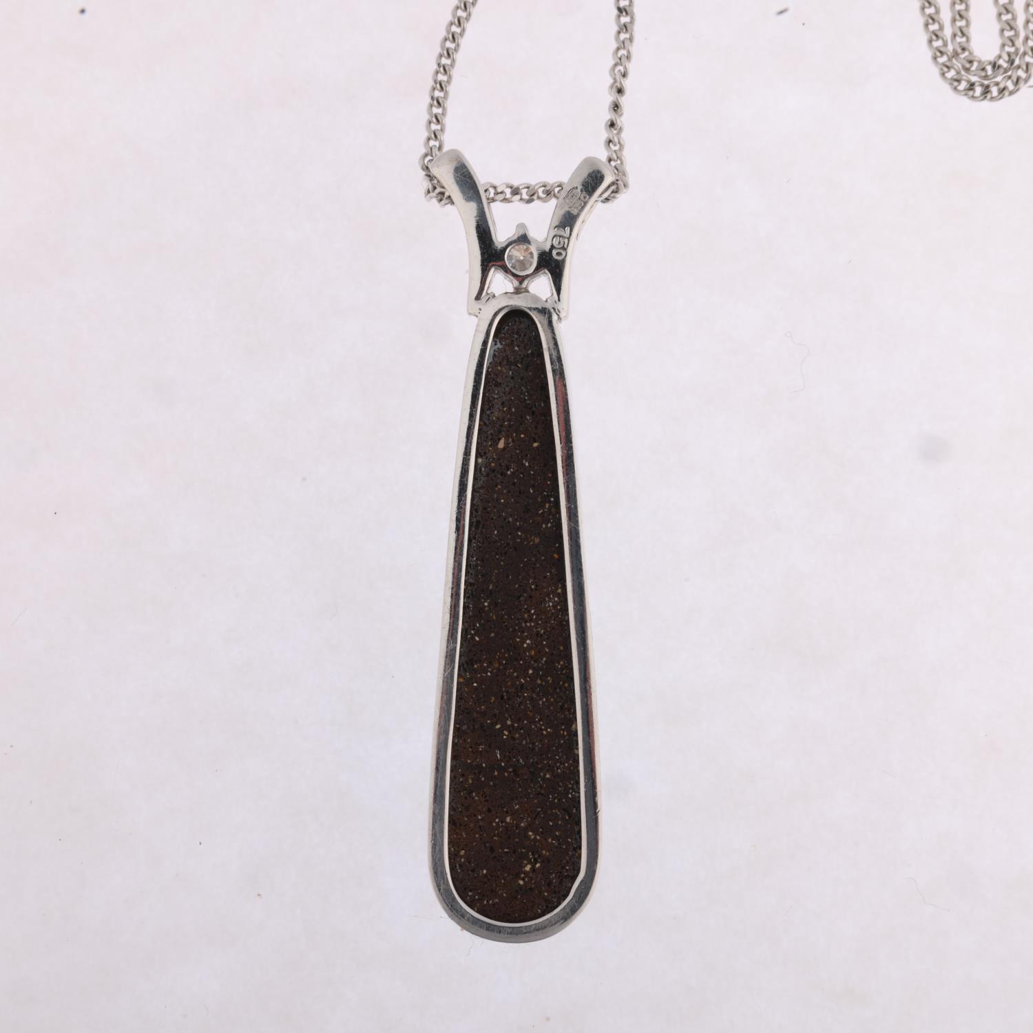 An 18ct white gold Australian boulder opal and diamond pendant necklace, by Leisha Wheeler, the - Image 3 of 4