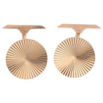 A pair of mid-20th century 9ct gold fluted cufflinks, maker AC Co, London 1962, 19.4mm, 8g No damage
