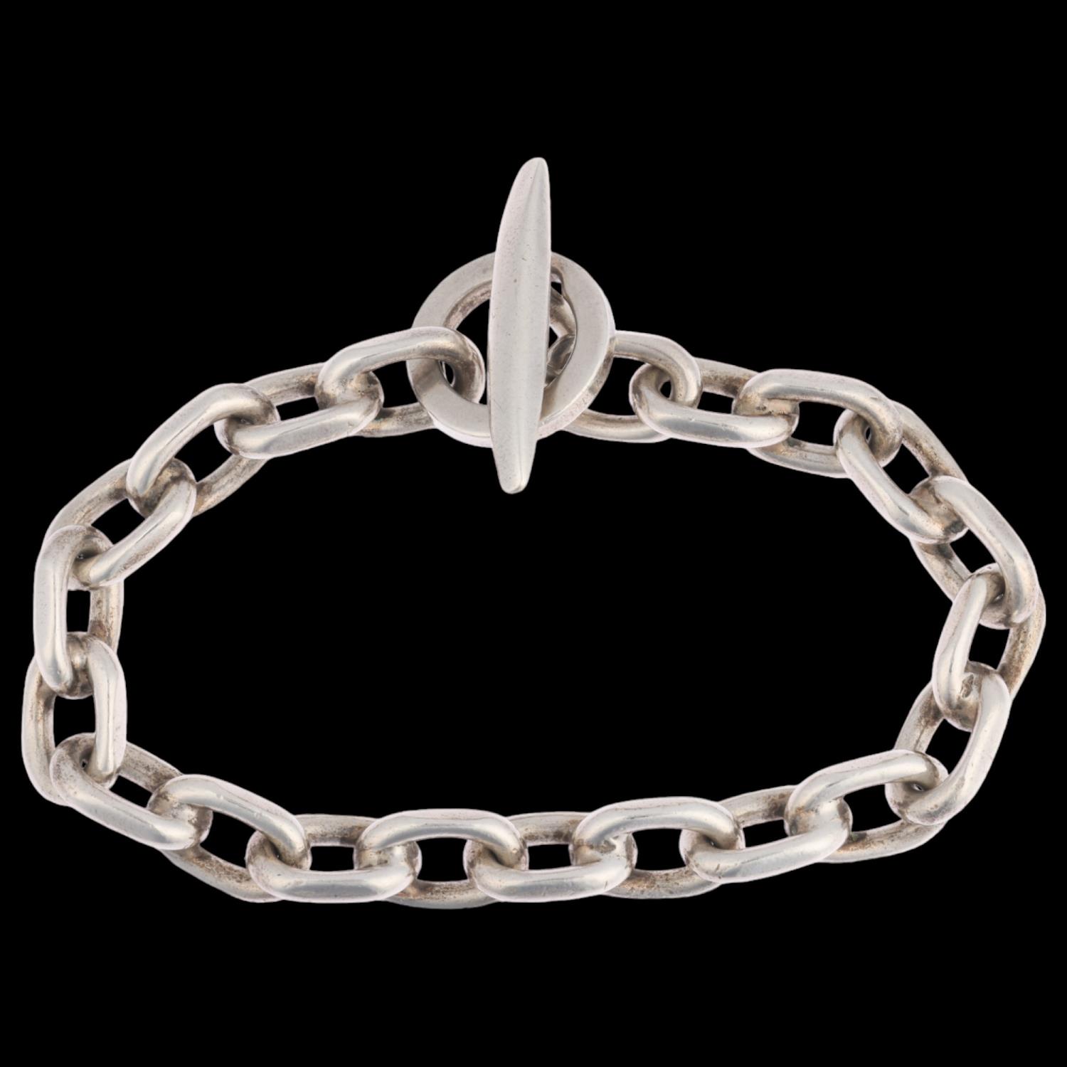 RANDERS SOLVVAREFABRIK - a heavy Danish sterling silver anchor cable link chain bracelet, 20.5cm,