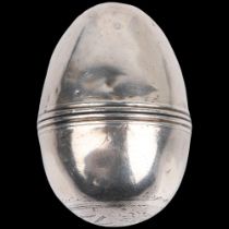 A George III silver egg vinaigrette, maker SM, probably Samuel Meriton II, circa 1780, plain form