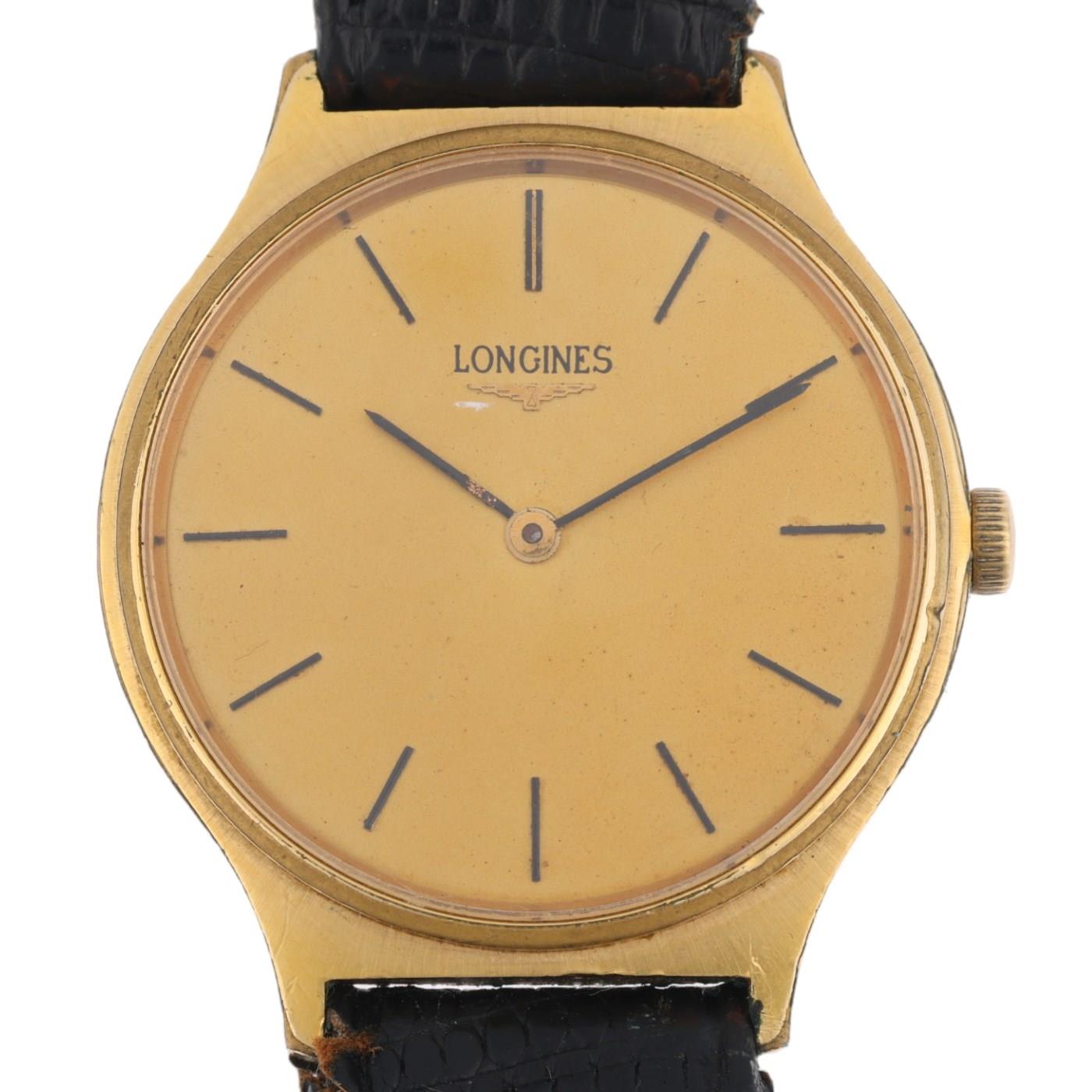 LONGINES - a gold plated stainless steel mechanical wristwatch, ref. 4427 847, circa 1970s,
