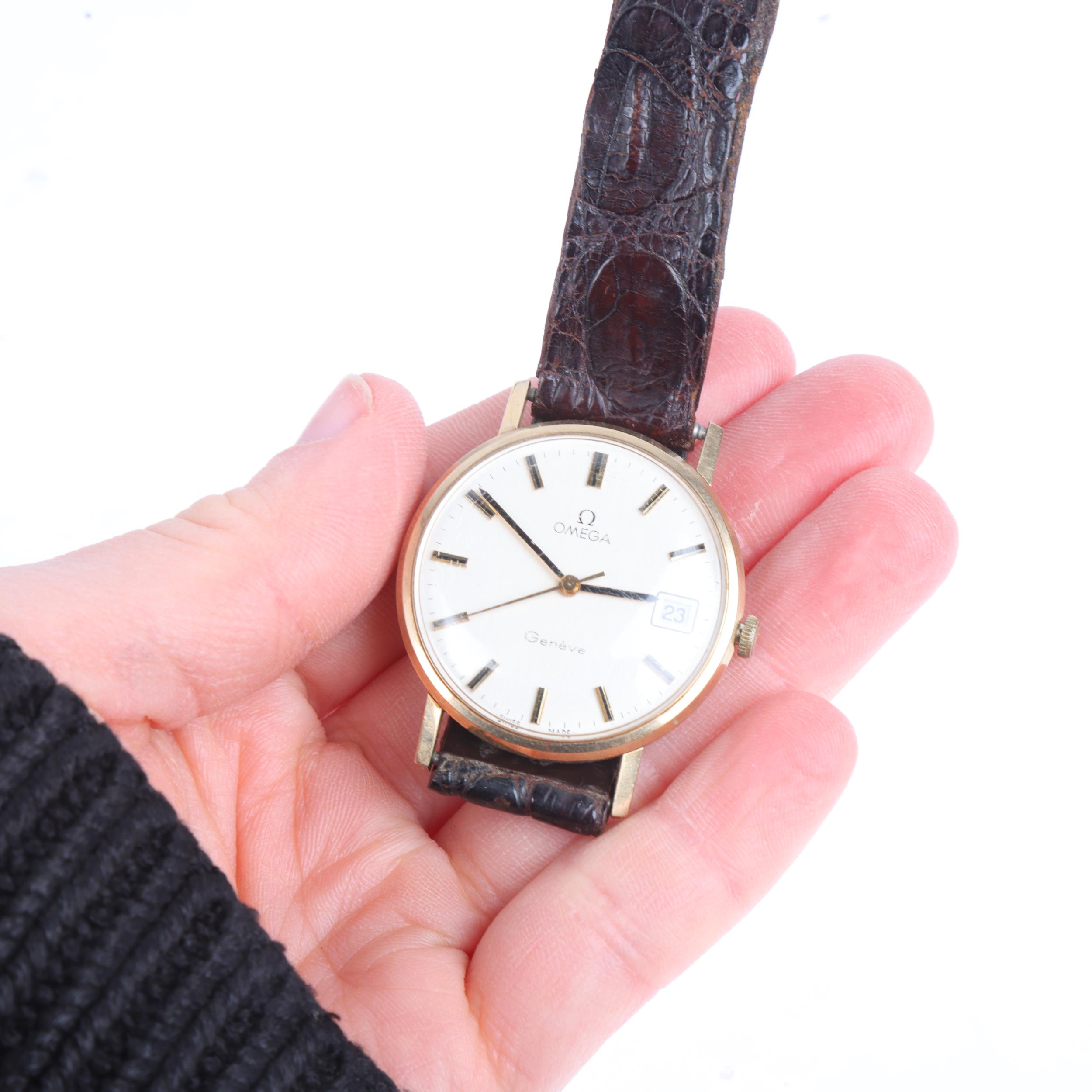 OMEGA -a Vintage 9ct gold Geneve mechanical calendar wristwatch, ref. 132.5017, circa 1972, - Bild 5 aus 5