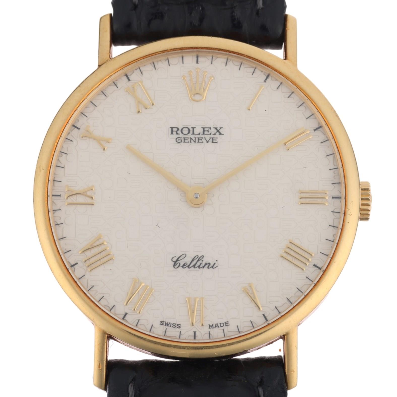 ROLEX - an 18ct gold Cellini mechanical wristwatch, ref. 5112, circa 1988, ivory Jubilee anniversary